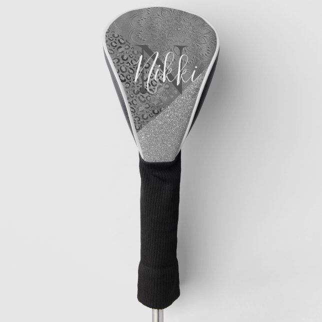 Couvre-club De Golf Monogramme de Léopard de Lotus Mandala (Devant)