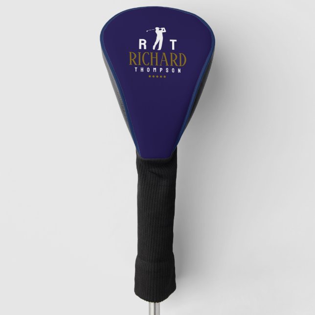 Couvre-club De Golf Monogramme de logo pour golfeurs cool bleu (Devant)