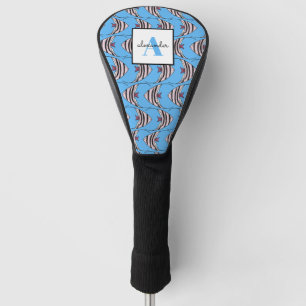 Couvre-club De Golf monogramme de motif de poisson bleu