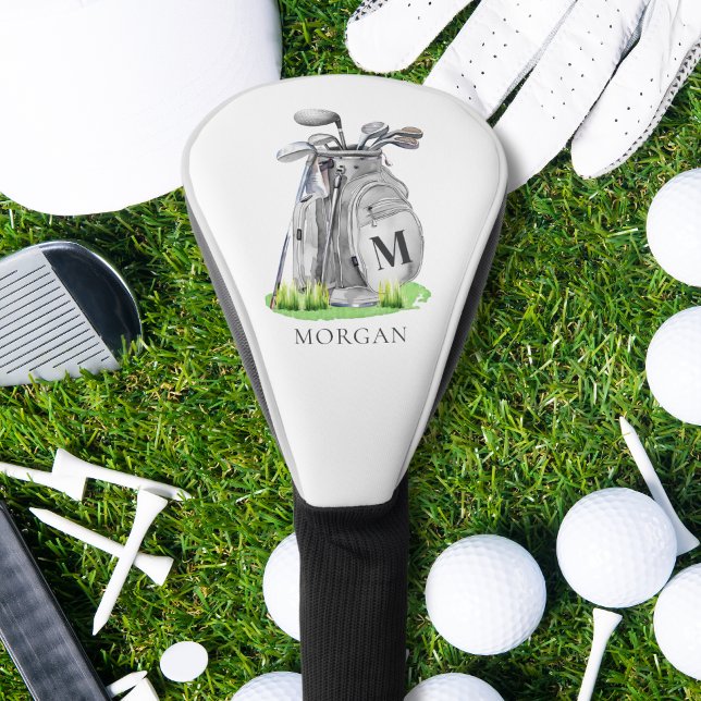 Couvre-club De Golf Monogramme de nom initial personnalisé pour golfeu (Personalized Golfer Monogram Golf Head Cover)