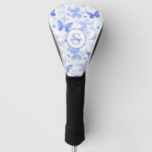 Couvre-club De Golf Monogramme de papillon bleu moderne