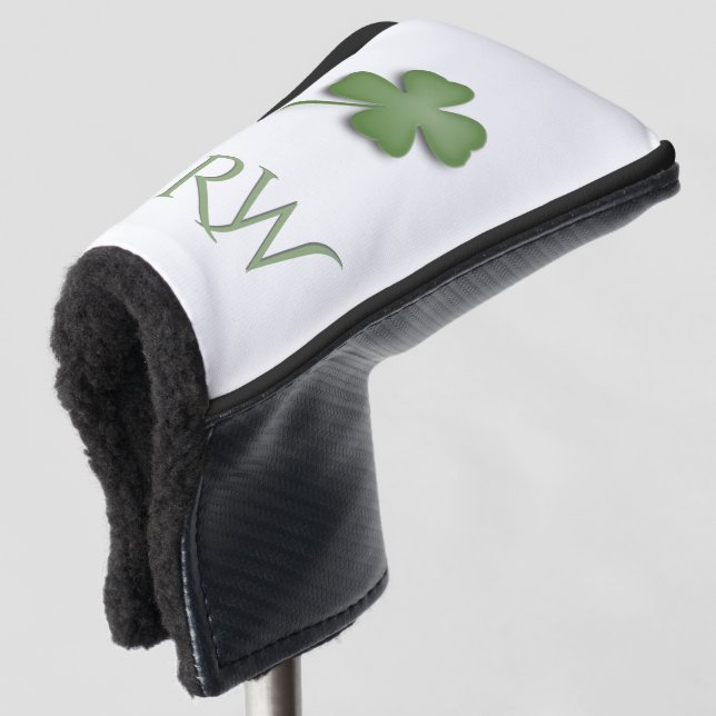 Couvre-club De Golf Monogramme de quatre feuilles de trèfle (Devant 3/4)