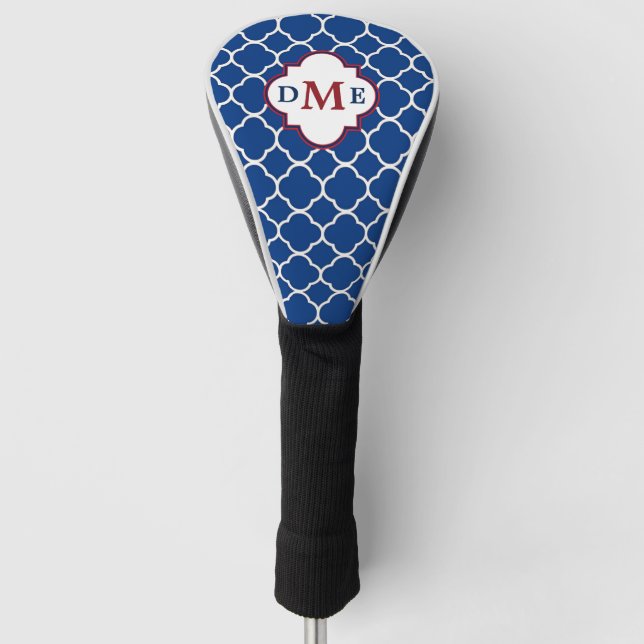 Couvre-club De Golf Monogramme de Quatrefoil bleu marine (Devant)