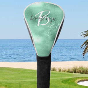Couvre-club De Golf Monogramme de style tendance vert menthe glamour