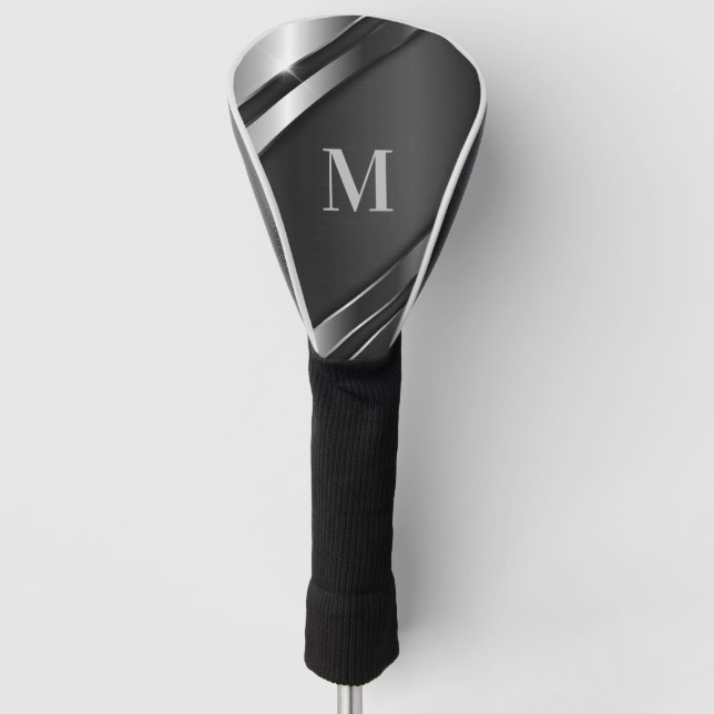 Couvre-club De Golf Monogramme de texture métallique (Devant)