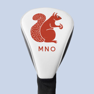 Couvre-club De Golf Monogramme d'écureuil rouge personnalisé
