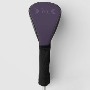 Couvre-club De Golf Monogramme des lunes de croissant de violet poussi
