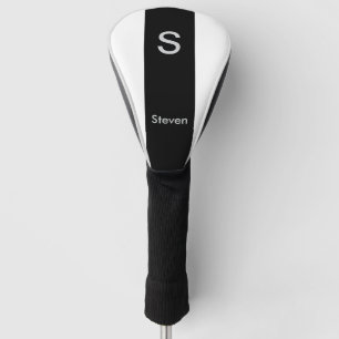Couvre-club De Golf Monogramme deux tons moderne noir et blanc