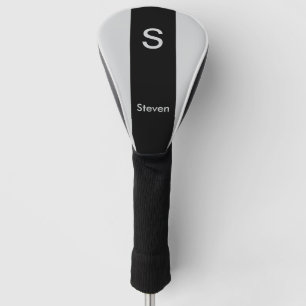 Couvre-club De Golf Monogramme deux tons moderne noir et gris