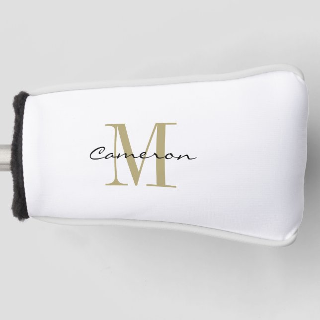 Couvre-club De Golf Monogramme d'or initial et nom personnalisé (Devant)