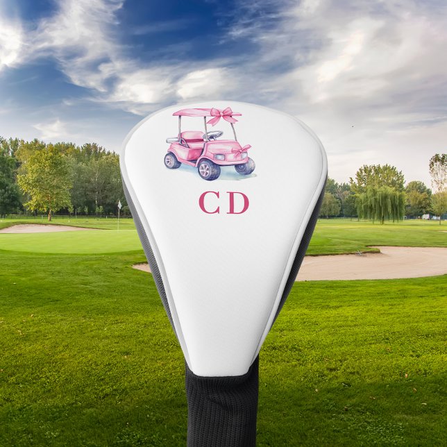 Couvre-club De Golf monogramme du chariot rose (Créateur téléchargé)