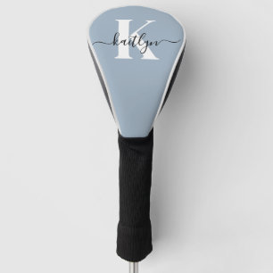 Couvre-club De Golf Monogramme élégant en bleu poussiéreux