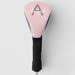 Couvre-club De Golf Monogramme élégant et moderne rose pâle