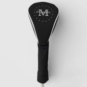 Couvre-club De Golf Monogramme élégant moderne blanc noir minimalist