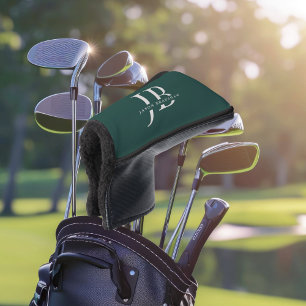 Couvre-club De Golf Monogramme élégant personnalisé et nom vert