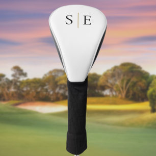 Couvre-club De Golf Monogramme élégant personnalisé noir or
