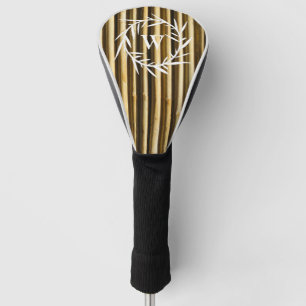 Couvre-club De Golf Monogramme en bambou rustique Lignes verticales Mo