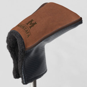 Couvre-club De Golf Monogramme en cuir Brown rustique