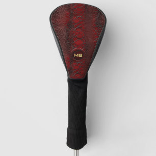 Couvre-club De Golf Monogramme en cuir rouge Snakeskin imprimé