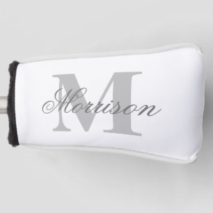 Couvre-club De Golf Monogramme en écriture en niveaux de gris