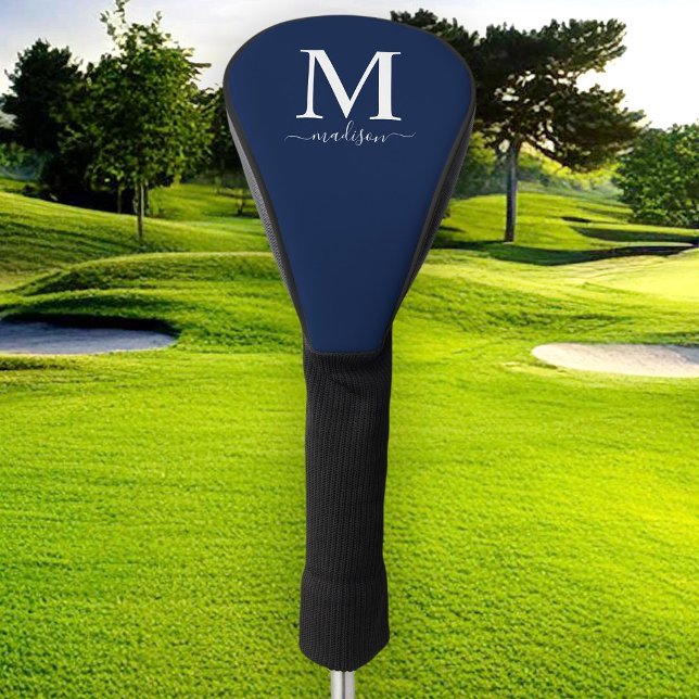 Couvre-club De Golf Monogramme et calligraphie avec couleur modifiable (Créateur téléchargé)
