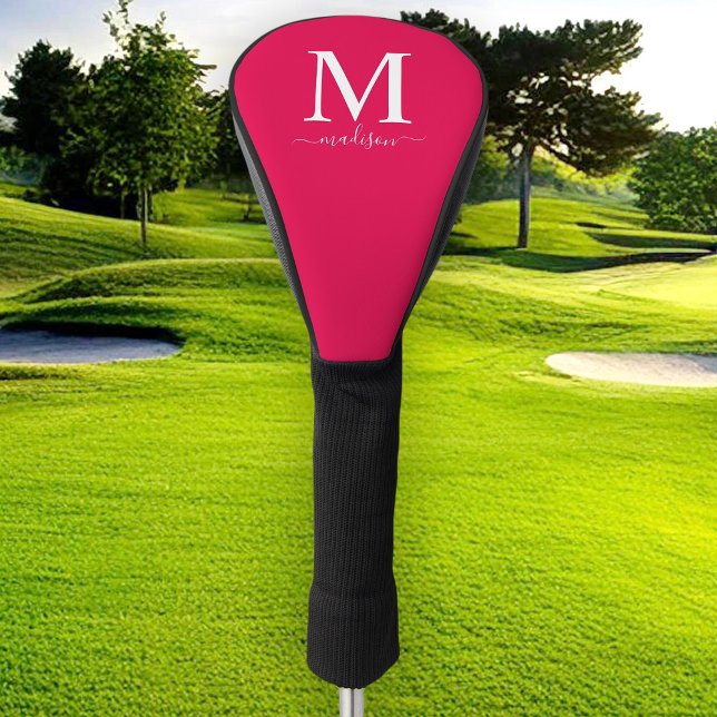 Couvre-club De Golf Monogramme et calligraphie avec couleur modifiable (Créateur téléchargé)