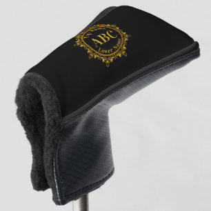 Couvre-club De Golf Monogramme et nom à trois lettres dans cadre cercl