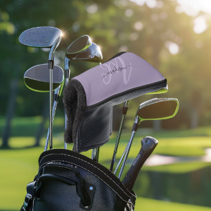 Couvre-club De Golf Monogramme et nom du script Purple Bold