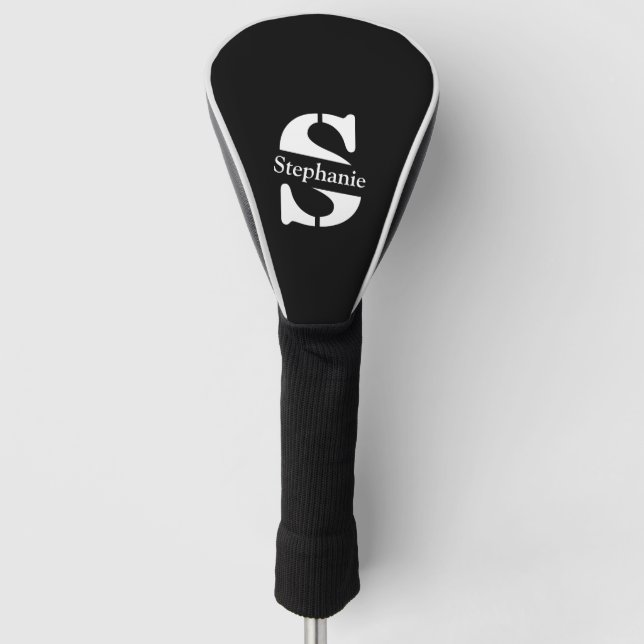 Couvre-club De Golf Monogramme et nom professionnel simple classique (Devant)