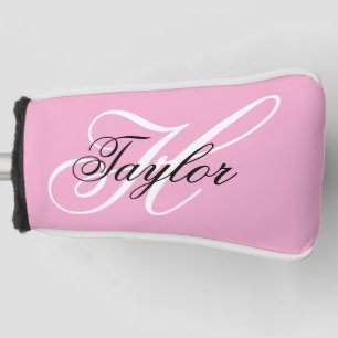 Couvre-club De Golf Monogramme fantaisie noir et blanc Rose