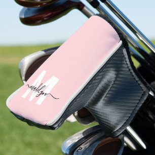Couvre-club De Golf Monogramme Féminin Moderne Rose Pâle