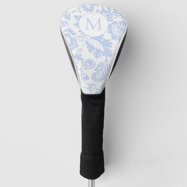 Couvre-club De Golf Monogramme floral bleu élégant (Devant)