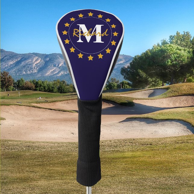 Couvre-club De Golf Monogramme Gold Stars (Créateur téléchargé)
