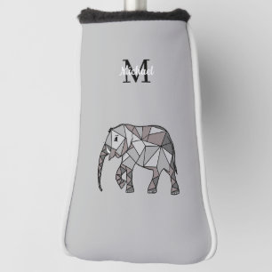 Couvre-club De Golf Monogramme Graphique mignon Eléphant Noir personna