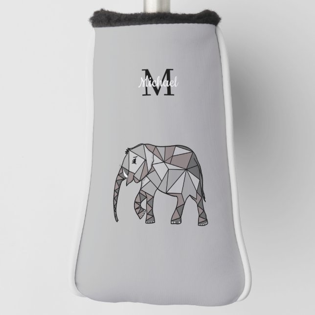 Couvre-club De Golf Monogramme Graphique mignon Eléphant Noir personna (Tourné à 90°)