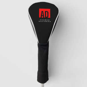 Couvre-club De Golf Monogramme gris tendance rouge à rayure simple