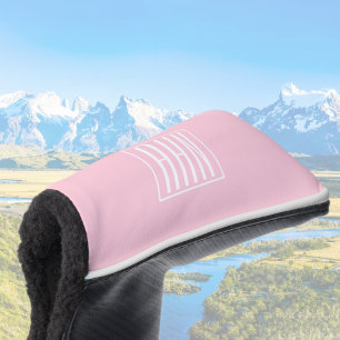 Couvre-club De Golf Monogramme initial Blanc sur rose clair