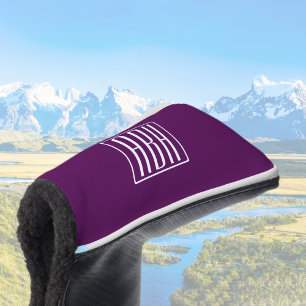 Couvre-club De Golf Monogramme initial   Blanc Sur Violet Profond