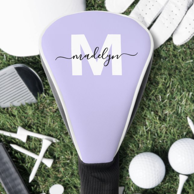 Couvre-club De Golf Monogramme Initial de Lavande Violette (Purple Lavender Initial Name Monogram Golf Head Cover )