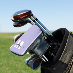 Couvre-club De Golf Monogramme Initial de Lavande Violette