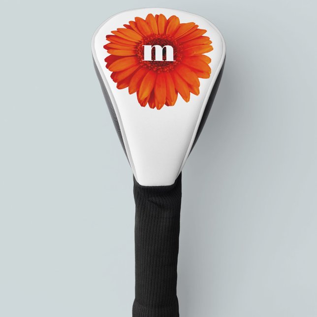 Couvre-club De Golf Monogramme initial Gerbera Daisy (Créateur téléchargé)