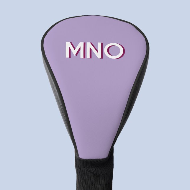 Couvre-club De Golf Monogramme Initial Moderne Lilas Ombre Portée (Monogram initial drop shadow personalized golf head cover)