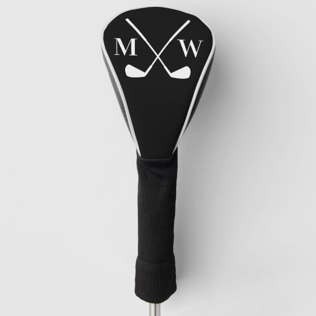 Couvre-club De Golf Monogramme Initial Noir (Devant)