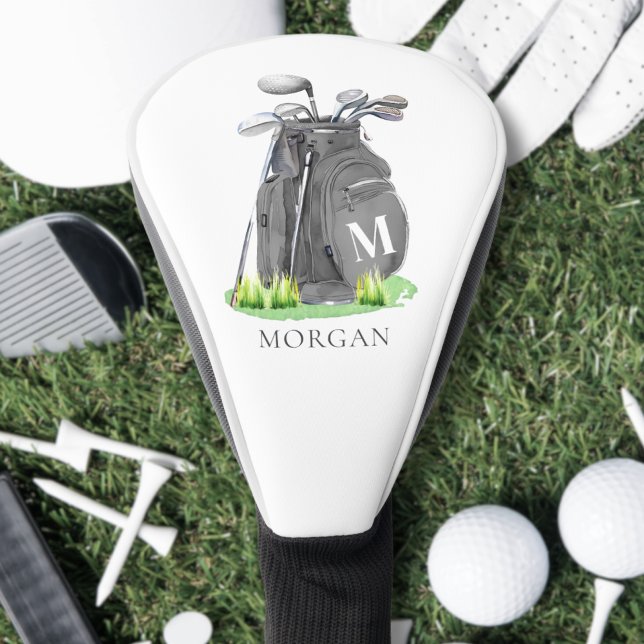 Couvre-club De Golf Monogramme Initial Nom Personnalisé (Personalized Initial Name Monogram Golf Head Cover)