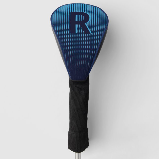 Couvre-club De Golf Monogramme Initial Personnalisé Navy Halftone (Devant)