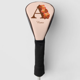 Couvre-club De Golf Monogramme initiale A personnalisé Rose orange