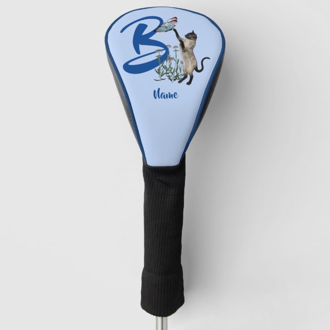 Couvre-club De Golf Monogramme Initiale B Chat Siamois Personnalisé (Devant)
