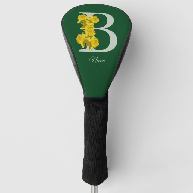 Couvre-club De Golf Monogramme initiale B personnalisé jonquille (Devant)