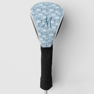 Couvre-club De Golf Monogramme Initiale Boho Bleu Flore Blanche tendan