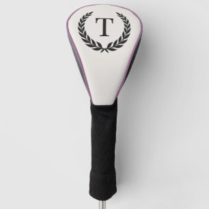 Couvre-club De Golf Monogramme Initiale Classique Crème et Noir de Lau